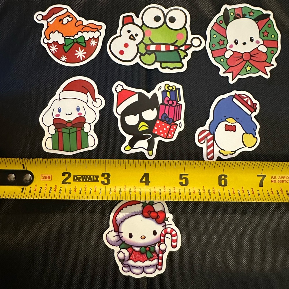 Lot of 7 hello kitty & friends Christmas vinyl stickers